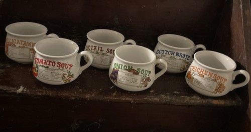 Vintage recipe soup bowls - x,