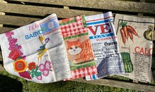 5 Vintage Tea Towels Babycham