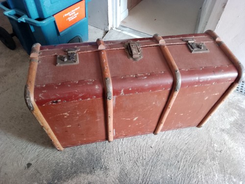 Vintage steamer luggage trunk - steamer,