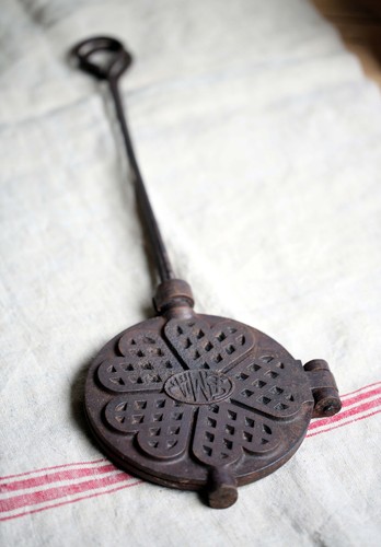 Large antique waffle - waffle, iron