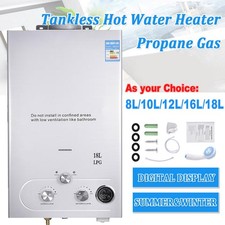 Hot Water Heater 8/10/12/16/18L LPG Propane Tankless Instant With Showe Kits
