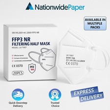 FFP3 NR N95 RESPIRATOR FACE MASK, VIRUS, POLLEN, DUST, 20 PCS EACH SEALED White
