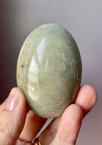 Crystal green moonstone - crystal, palm