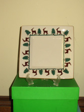 NICHOLAS MOSSE HANDMADE 9" x 9"  SQUARE PLATTER  Made in Ireland - Reindeer