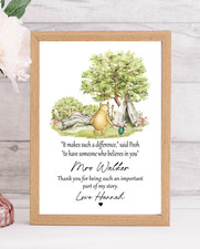 Personalised Teacher Print, Thank you appreciation gift, Winnie Pooh 1