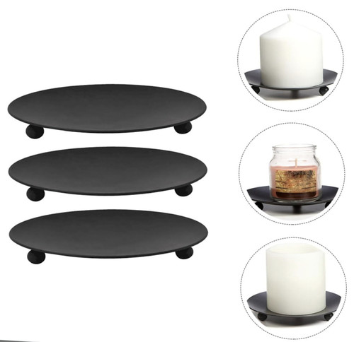 3pcs rustic iron plate candle - plate,