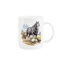 Shire Horse Mug - Watercolour Farm Cart Tea/Coffee Bone China Cup Gift