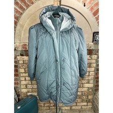 puffer coat hood gray knit cuffs 1980s