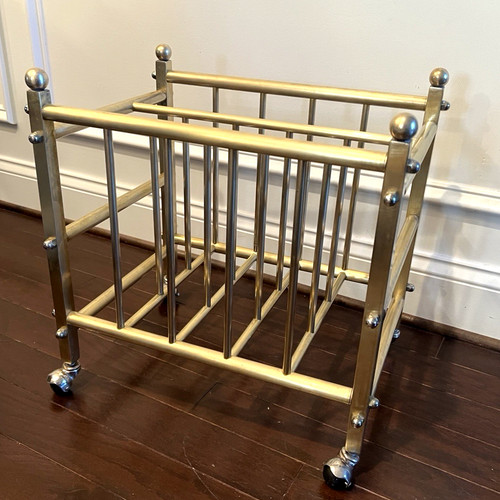 Vintage brass magazine rack - magazine,