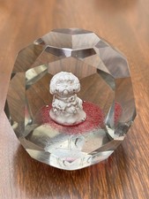 Antique Glass Paperweight Bichon Frise Dog Faceted Bohemian Sulphide