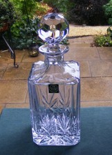 THOMAS WEBB SQUARE WHISKY  DECANTER PLUS STOPPER, (BELIEVE TO BE OXFORD PATTERN)