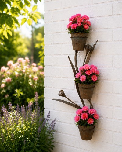 Copper lily wall planter - planter, with