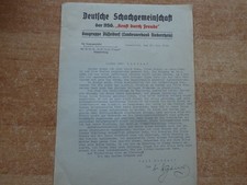 Brief Großdeutscher Schachbund 1938 an Laudes (Solingen) Querelen im Verband