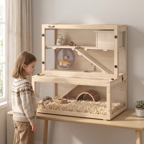 Pawhut tier wooden hamster - wooden,