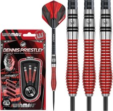 Winmau Dennis Priestley Darts, 22g Tungsten Steel Tip Professional Set with Flights