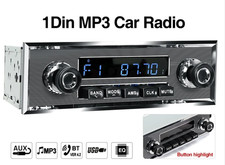 1 Din Car Radio Bluetooth MP3 Retro Stereo FM USB AUX In-Dash Classic Player