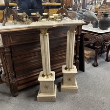 Pair of White & Orange Marble