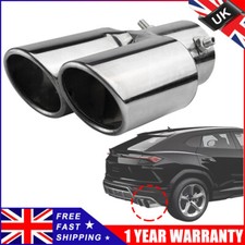 Universal Twin Dual Exhaust Pipe Trim Tip Tail Muffler Stainless Steel Chrome UK