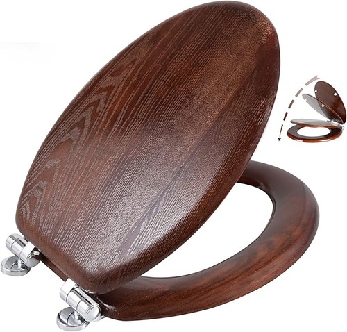 Elongated wood toilet - wood,