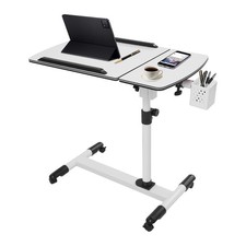 Adjustable Over-Bed Table with Wheels for Laptop, Food, and Medical Use