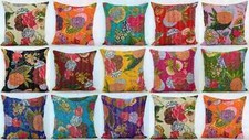 Luxury 100% Cotton Rugsville Ethnic Kantha Floral Cushion Covers 16x16 inches