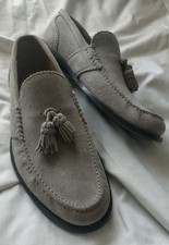 Bally "Femanis" Mens Suede Tassel Loafer Shoes In Clay Grey, Size 10 ~ RRP £720