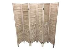 Room Divider Privacy Partition Screen 6 Panel Wooden Slat Wall Natural
