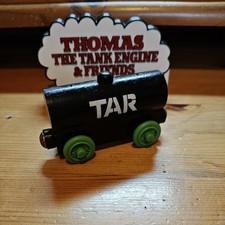 Factory Error Thomas Wooden Railway Tar Tanker w/Hard at Work Percy Base 