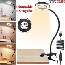 5X Magnifier Glass Flexible Reading LED Desk Lamp Clip On Beauty Magnifying Lamp
