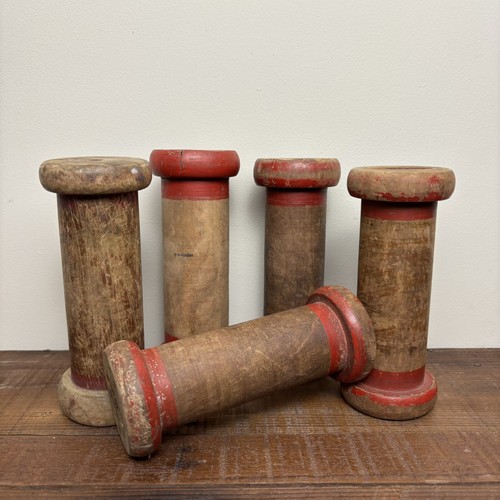 Rustic wooden bobbins - 5x,