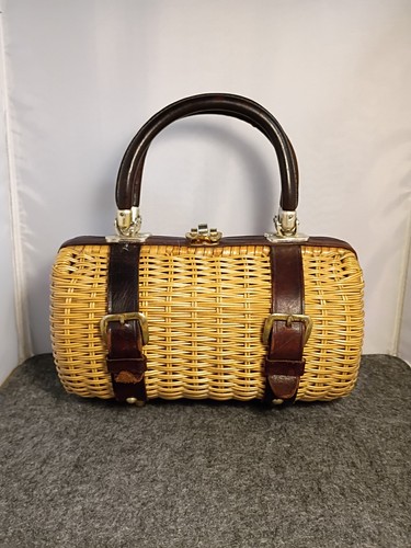 Vintage wicker box purse - purse, made