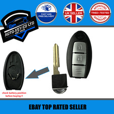 NISSAN 2 BUTTON REMOTE SMART KEY FOB CASE SHELL REPLACEMENT + NEW KEY BLADE !