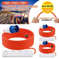 4 Gang Way 16A to UK 13A Motorhome/Camping Mains Electric Hook Up Extension Lead