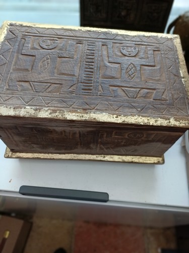 Rustic wooden box tribal - rustic,