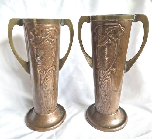 Pair art nouveau copper - pair, and