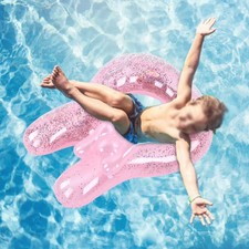 Sequin Pink Rabbit Swimming Tube Ring Floating Circles Cute Shape For Girl Baby