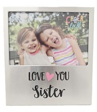 Love You Sister 6x4 Aluminium Photo Frame – Sentimental Gift for Sister, Silver