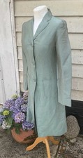 Designer Tara Jarmon stylish green Linen Coat Size 36 UK 8 