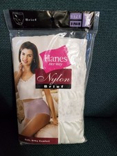 VTG 1999 Hanes Her Way Nylon White Briefs Silky Panty Underwear 3 Pair Size 7