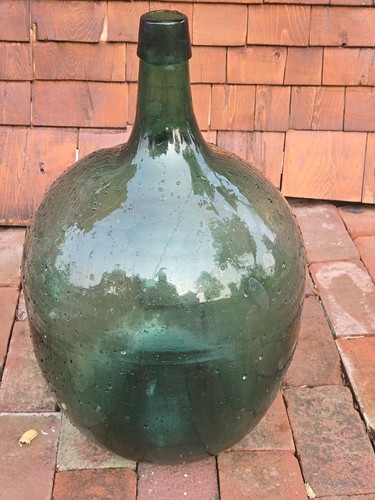 Vintage green glass demijohn - vintage,