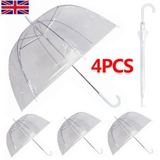 4x  Rain Umbrellas Dome Birdcage Transparent PVC Wedding Brolly Clear Bubble