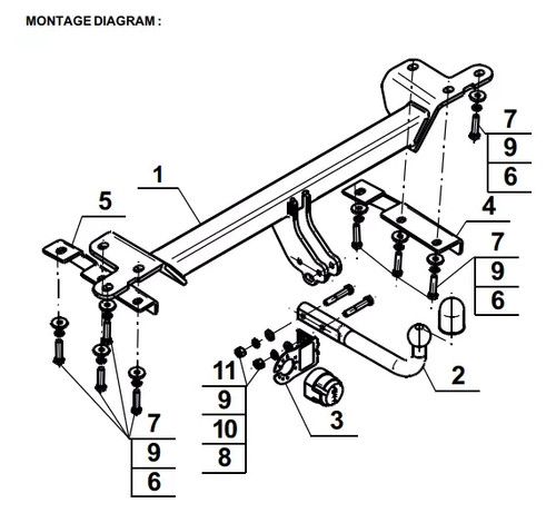 Swan neck tow bar - neck, for