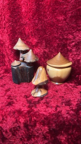 Vintage wooden mushrooms - vintage,