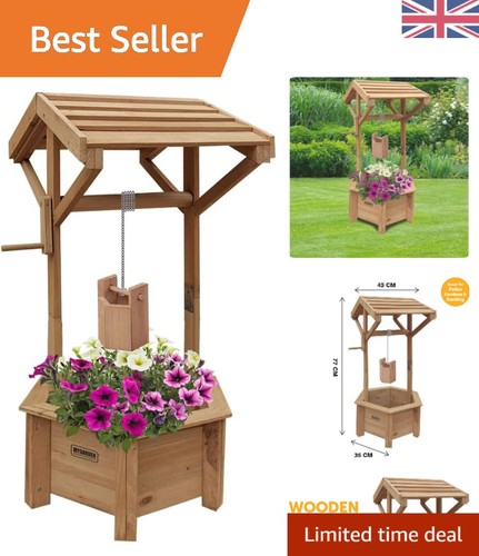 Wooden wishing well planter - wishing,