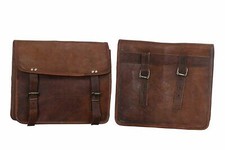 Universal Leather Motorcycle Saddle Bags Panniers Harley Bullet Durable Storage