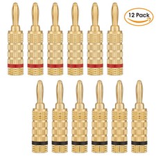 12PCS 24k Gold Plated HIFI AudioSpeaker Banana Plugs Closed screw type Connector