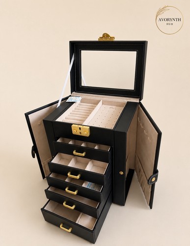 Large black lockable jewellery - large,
