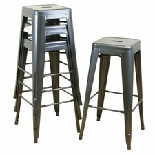 Set of 4 Tolix Style Stackable Metal Counter Bar Stools Chairs Seat Height 76cm