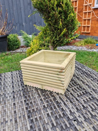 Square wooden planter - wooden, garden