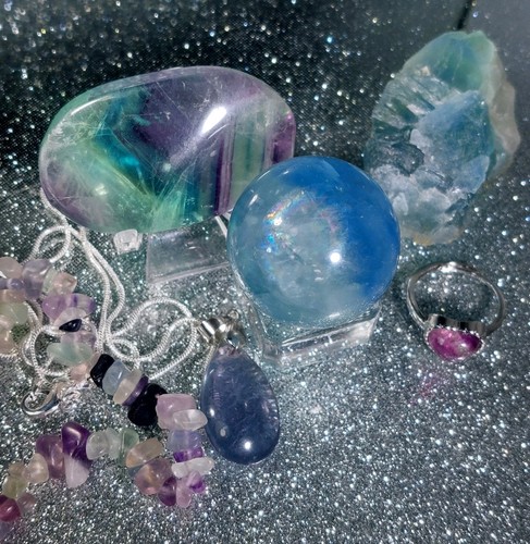 Blue fluorite sphere 58g - fluorite,